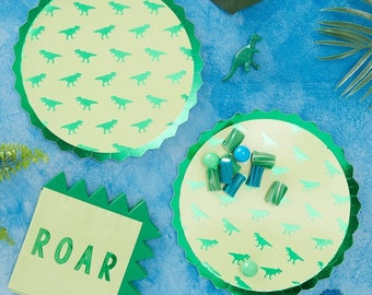 Dinosaur Birthday Paper Plates //Boy Decorations/Tableware /Jurassic Park/ Party Decorations/T- rex /Party Decorations/T Rex/Jurassic/Pack 8
