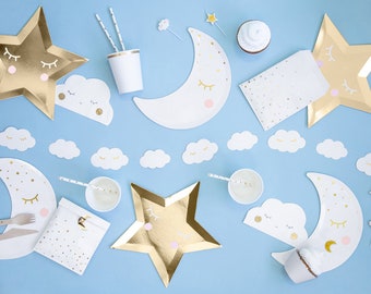 Assiettes en papier doré en forme de petite étoile // Petite étoile / Vaisselle de fête d’anniversaire / Fille d’anniversaire / Garçon d’anniversaire / Fête d’enfants / Douche de bébé / Table