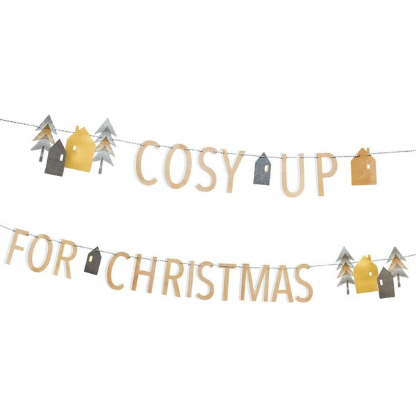 Christmas Paper Garland/ Christmas Party/Wall Decoration/Christmas Decoration/Fireplace/Bunting/Merry Christmas/Banner/Cosy up for Chirstmas