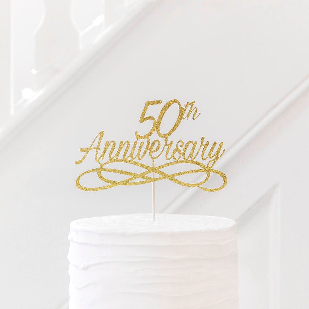Anniversary Cake Topper Golden Wedding Anniversary Table Etsy
