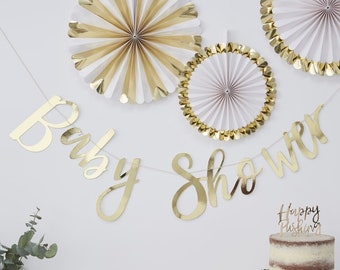 Wimpelkette Goldfolie Babyparty Dekoration Girlande (1,5 m)
