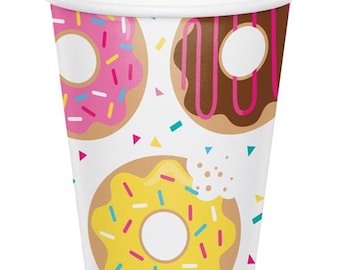 Doughnut Party Paper Cups: Sprinkle Design, Pack of 8