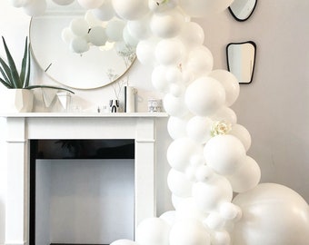 CUSTOM Balloon Garland |Mix of white balloons | White Balloon Garland |12 inch |8 Inch | 5 Inch | Birthday Decoration |Backdrop |Balloon Kit