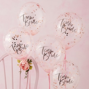 Rose Gold Team Bride Confetti Balloons.Pink Hen Do Party. Hen Party. Bride to be. Bridesmaid. Engagement Party Decorations. Stylish. Classy