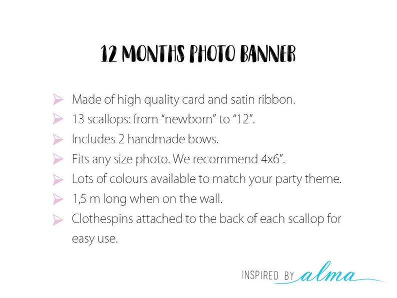 Party Decorations 12 months Banner Wall decoration Birthday girl Pink and gold 1st Birthday Party 12 MONTHS PHOTO BANNER Cake Smash