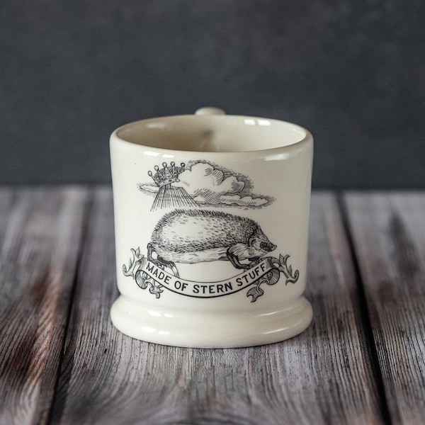 Made Of Stern Stuff Half Pint Coffee Mug. Motto Mug . Hedgehog Coffee Mug. English Creamware Mug. Gift Mugs With Sayings. Gifts Under 20.