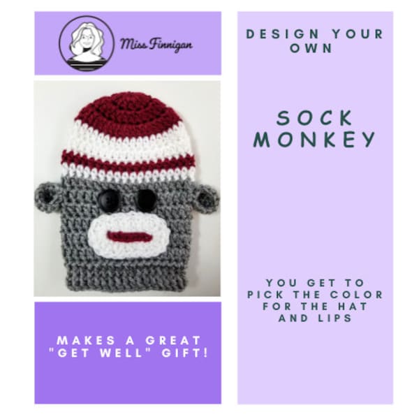 Design your own Sock Monkey = Cast/Boot Cozy, Cast Sock, Toe Cover