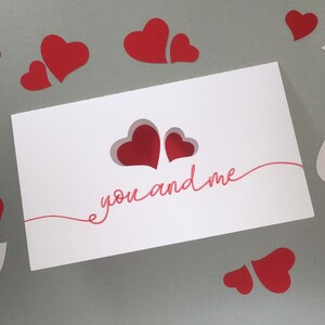Karte Love, you and me , Valentinstag weiß
