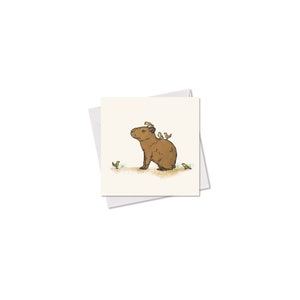 MINI-GRUSSKARTE *Wasserschwein mit Vögelchen*, 9x9 cm