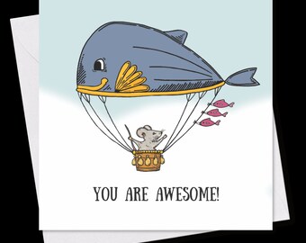 MINI GREETING CARD *You are awesome*, 9 x 9 cm