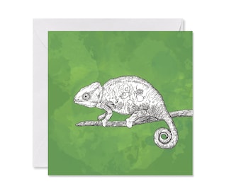 GRUSSKARTE *kleines Chamaeleon*, 14 x 14 cm