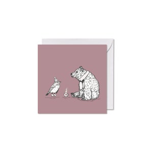 GRUSSKARTE *Bär und Meise*, 14 x 14 cm