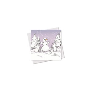 MINI-GRUSSKARTE *Hasen mit Schneemann*, 9x9 cm