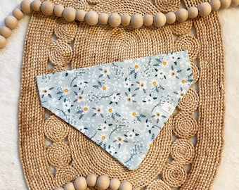 LIGHT BLUE FLORAL | Dog Bandana | Puppy Bandana | Over The Collar Dog Bandana | Pet Accessories