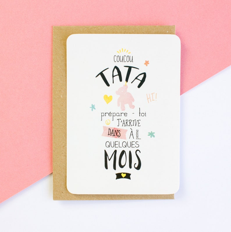 Carte à Gratter Annonce Grossesse - "Tu Vas être Tata !" - Jeu De Grattage Style FDJ - Format 10,5x7,4 Cm