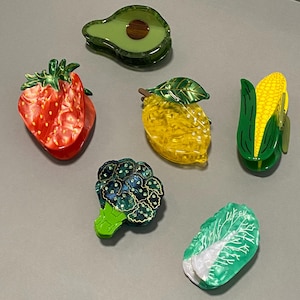 Voedsel haarklem, avocado haarklem, citroen haarklem, maïs haarklem, haarklem aardbei, haarklem broccoli, leuk cadeau, grappig cadeau