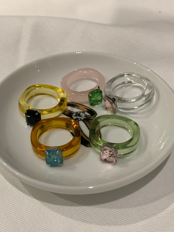 Colorful chunky fashion rings Plastic ring Transparent Etsy
