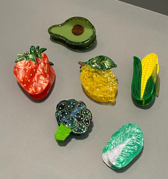 Food Hair Claw Clip, Avocado Hair Clip, Lemon Hair Clip, Corn Hair Clip, Strawberry Hair Clip, Broccoli Hair Clip, Cute Gift, Funny Gift