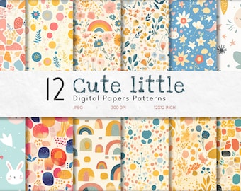 Kids Digital Paper: Abstract Pastel Seamless Patterns (Digital Download)