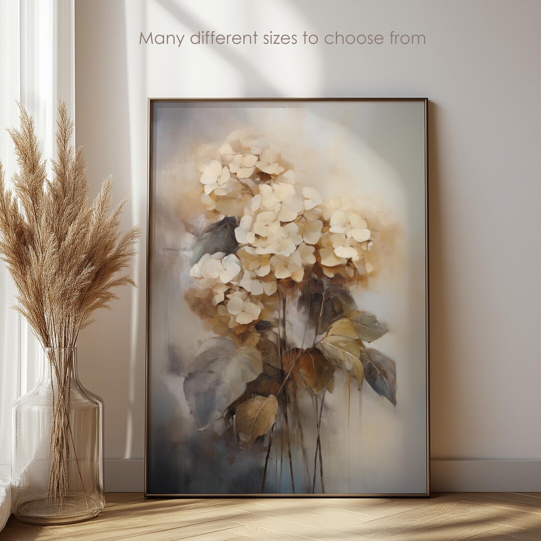 Hydrangea Oil Painting Print: Vintage Floral Wall Art (digital Download ...