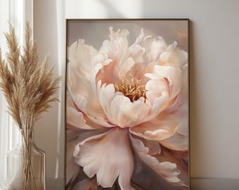 Peony Oil Painting Art Print: Vintage Floral Wall Decor (Digital Download)