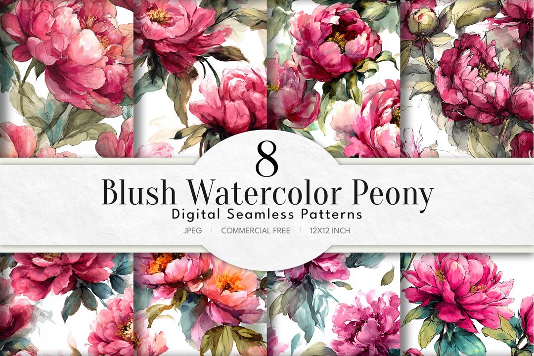 Flowering Blush Peony Digital Paper | Seamless Patterns | Floral ...