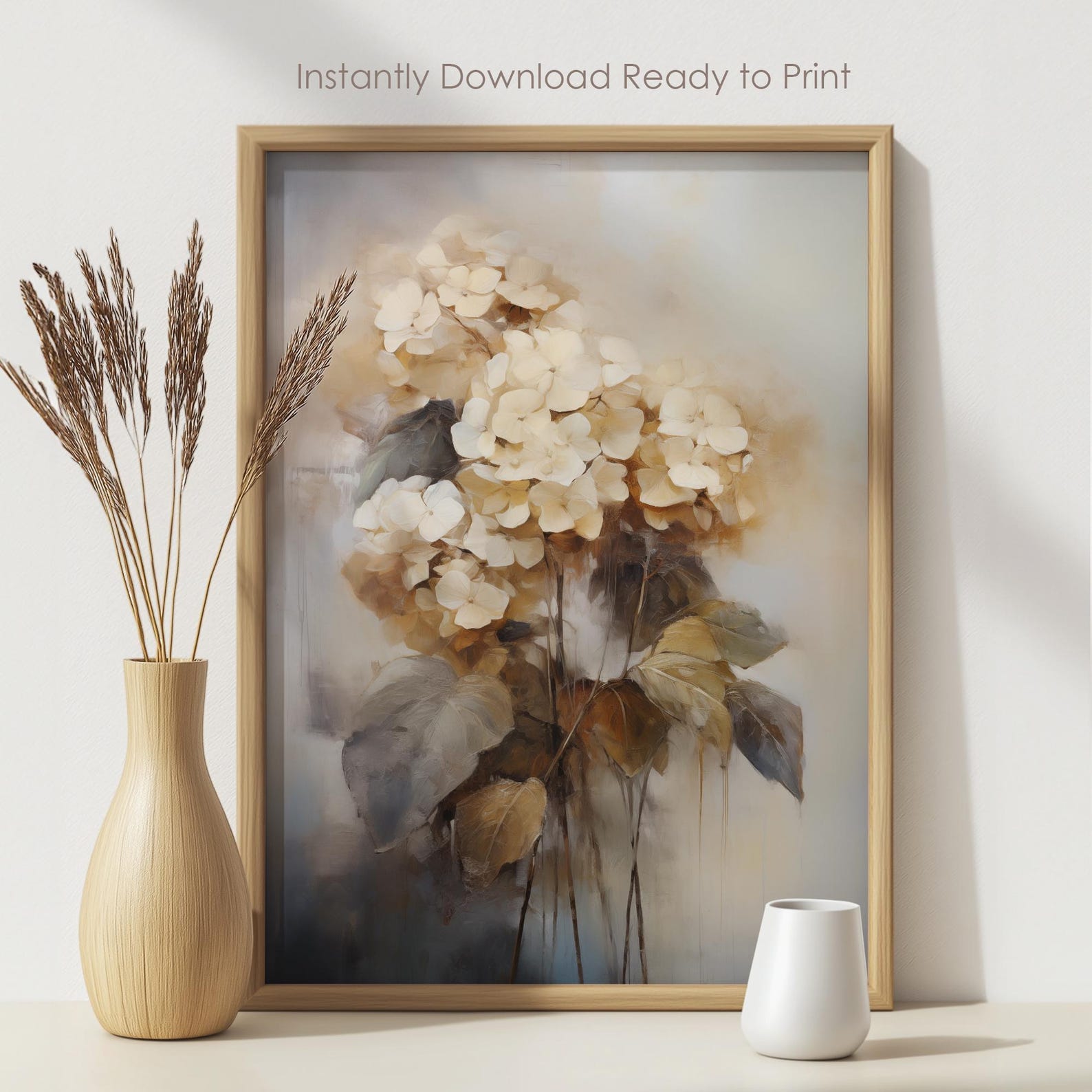 Hydrangea Oil Painting Print: Vintage Floral Wall Art (digital Download ...