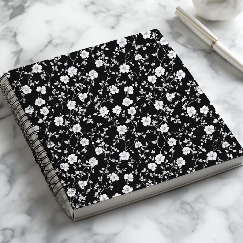 Black & White Flowers Digital Paper | Seamless Patterns | Floral ...