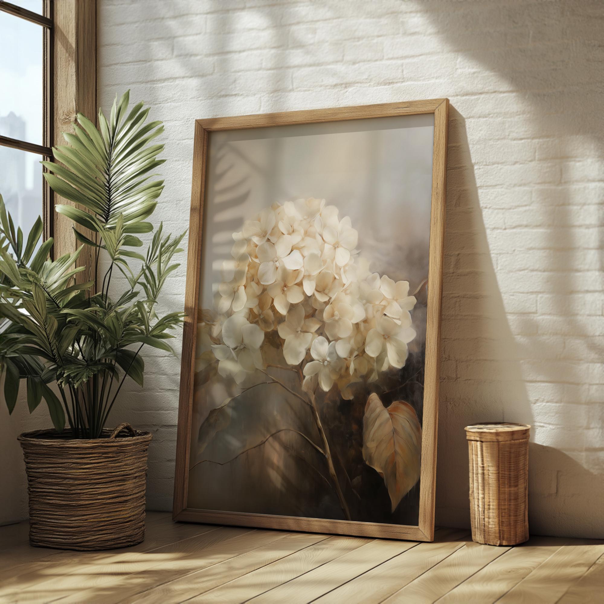 Hydrangea Oil Painting Art Print: Vintage Floral Portrait (digital ...