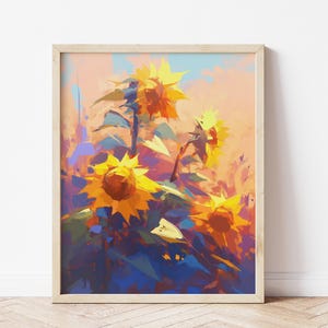 Impression d&#39;art tournesol | Art mural imprimable fleur jaune | Décoration d&#39;intérieur tournesol | Poster botanique à téléchargement numérique | Décoration instantanée