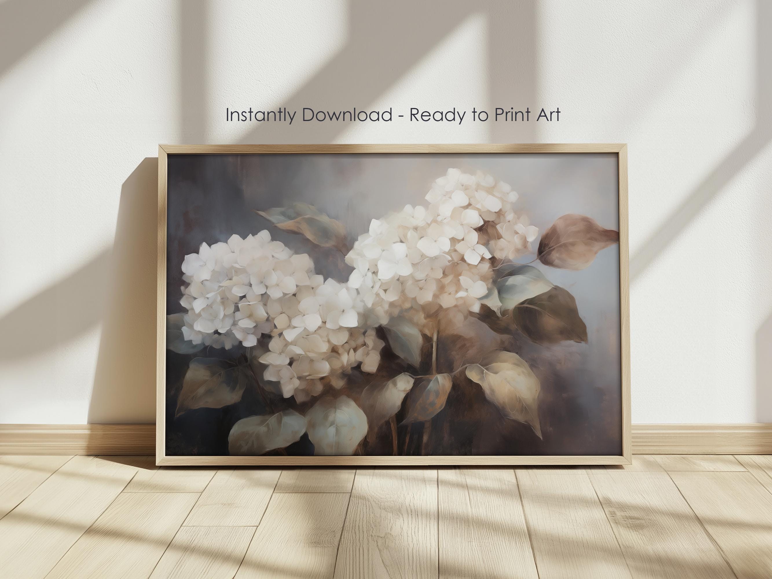 Hydrangea Oil Painting: Moody Vintage Floral Art (digital Download) - Etsy