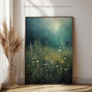 Printable Floral Vintage Wildflower Print | Botanical Moody Wall Art | Dark Academia Decor | Antique Oil Painting | Instant Digital Art