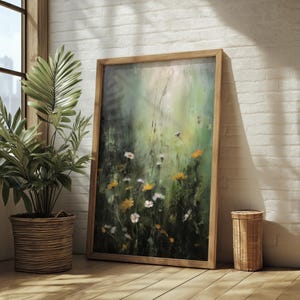 Printable Floral Vintage Wildflower Print | Botanical Moody Wall Art | Dark Academia Decor | Antique Oil Painting | Instant Digital Art