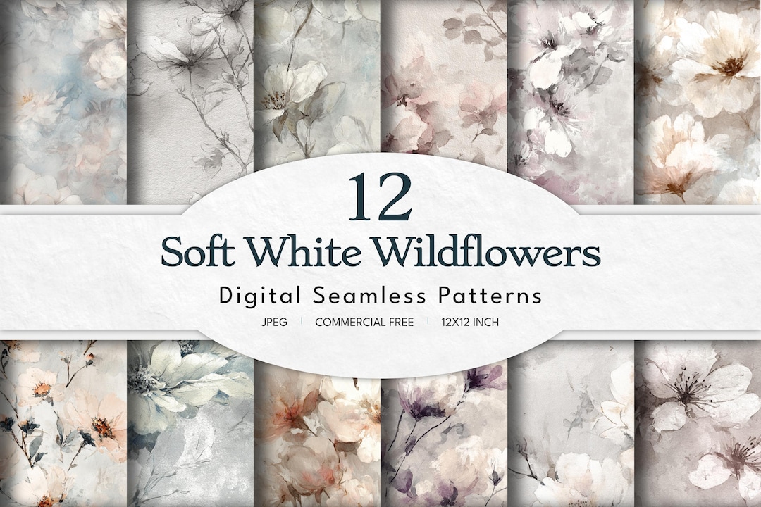 Watercolor Wildflower Seamless Pattern - Neutral Floral Digital Paper ...