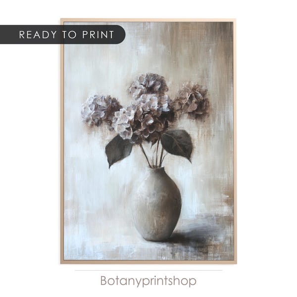 Vintage Hydrangea Painting: Botanical Floral Wall Art (Digital Download)