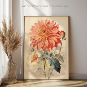 Vintage Pink Flower Art Print | Botanical Farmhouse Wall Art Decor | Downloadable | Printable Digital Art