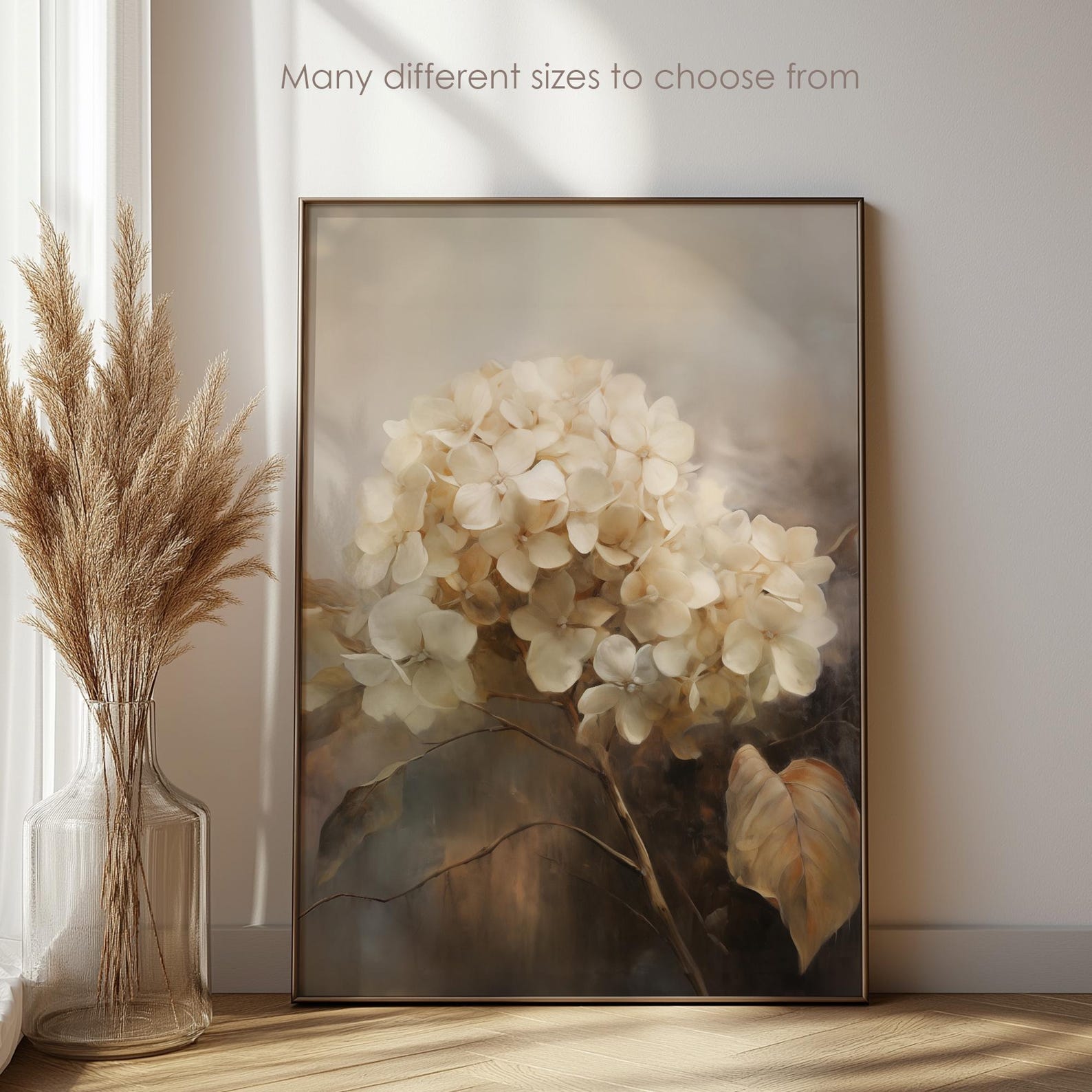 Hydrangea Oil Painting Art Print: Vintage Floral Portrait (digital ...
