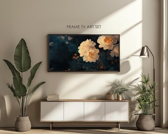 Peony Flower Painting Frame TV Art: Vintage Botanical Screensaver (Digital Download 3840x2160 px)