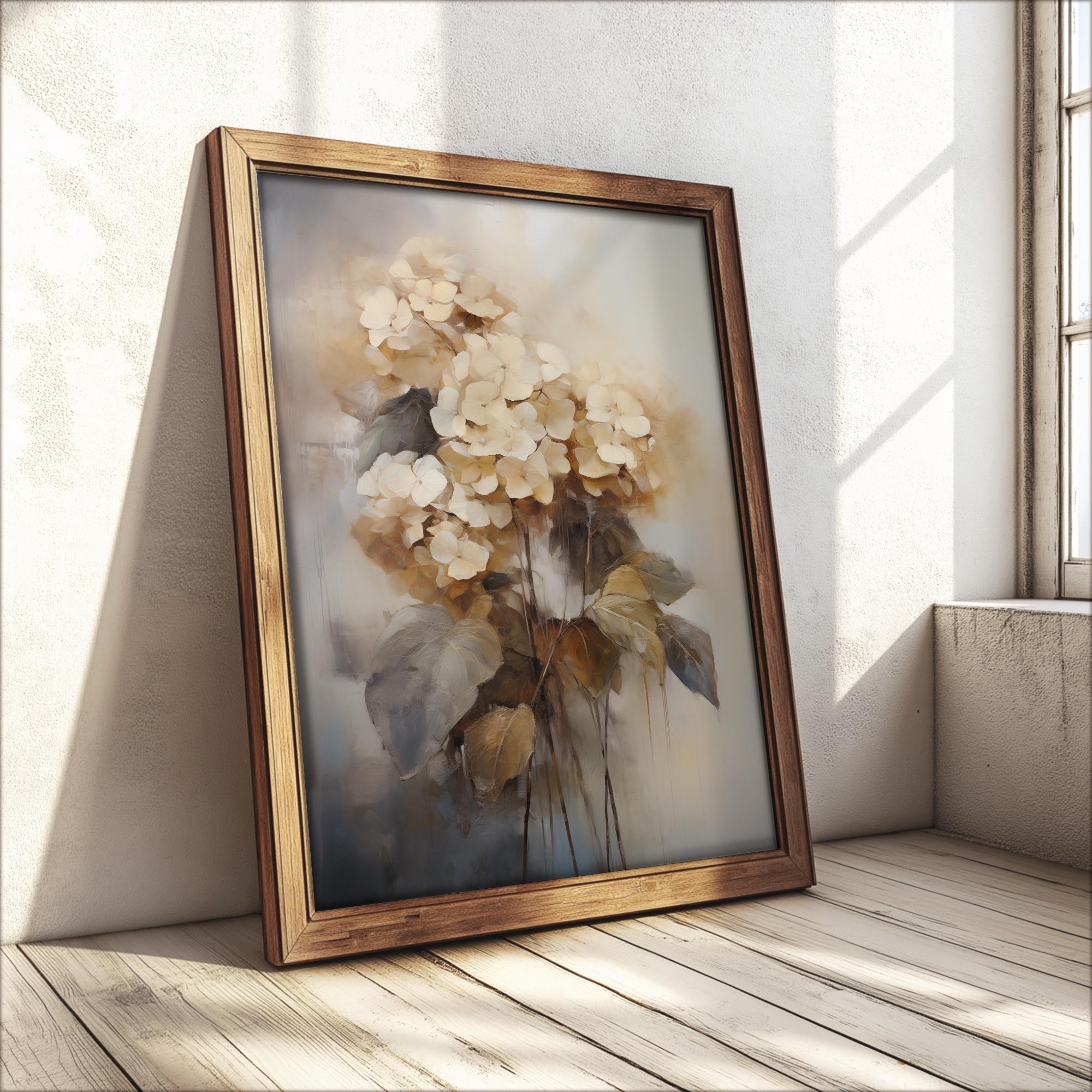 Hydrangea Oil Painting Print: Vintage Floral Wall Art (digital Download ...