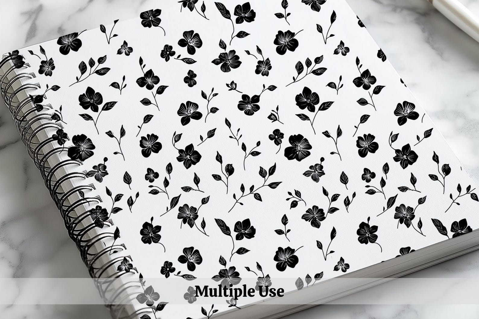 Black & White Flowers Digital Paper | Seamless Patterns | Floral ...