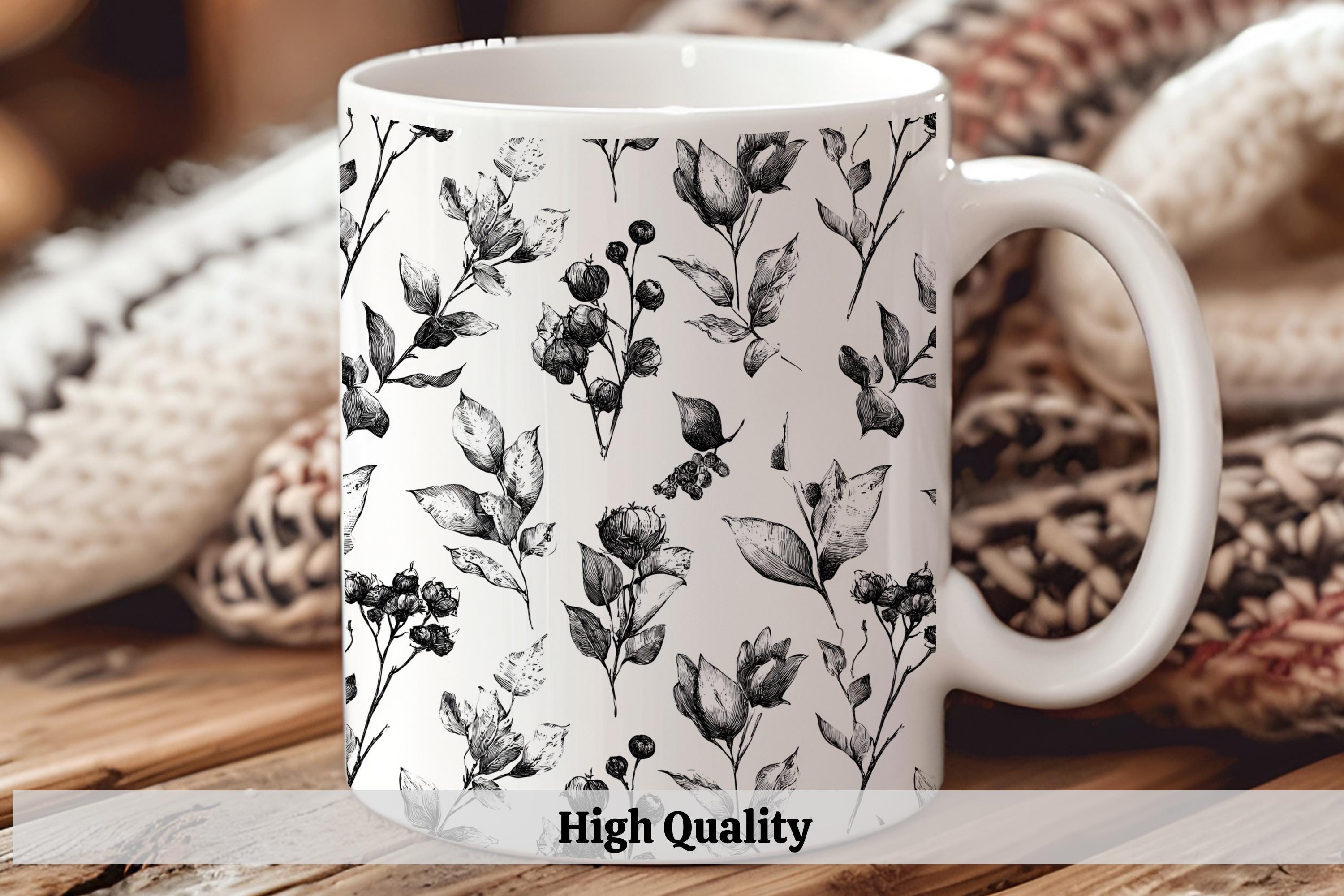 Black & White Floral Digital Paper: Seamless Patterns for Scrapbook ...