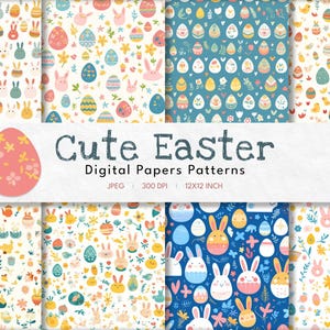 Niedliche Ostern Digitales Papier Nahtlose Muster | Pastell Ostereier Set | Kommerzielle kostenlose Designs | Digital Download | Kinder | Sammelalbum