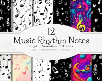 Musiknoten nahtlose Muster - 12 digitale Musik-Papier, Musiker Sammelalbum (30,5 x 30 cm, JPEG, kommerzielle Nutzung)