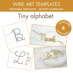 caligrafía de alfabeto pequeño para Wire art - plantilla imprimible - alfabeto en mayúsculas y minúsculas - alfabeto cursivo - plantilla de fuente pequeña