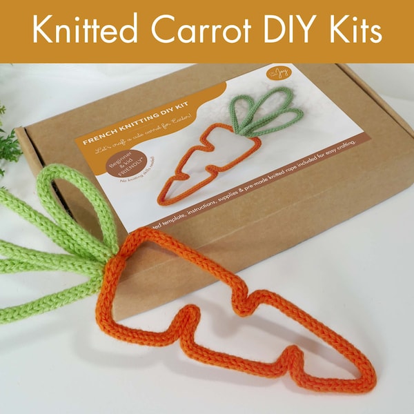 easter carrot kit - Knitted wire sign DIY KIT - craft activity - tutorial explanation - wire sign - kid craft step by step and supplies