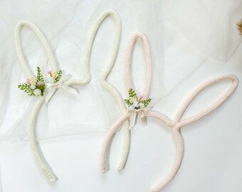 diadema con orejas de conejo, lindo accesorio de Pascua para bebés y niños, vestir, tejer