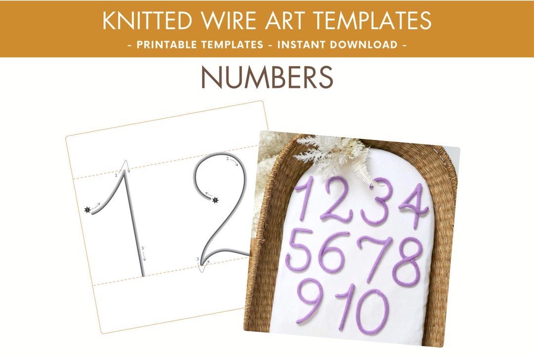 Number Templates - Printable Template for Wire Art - Cursive Font ...