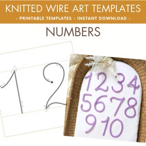 number templates - printable template for wire art  - cursive font numbers - tricotin -knitted number sign template