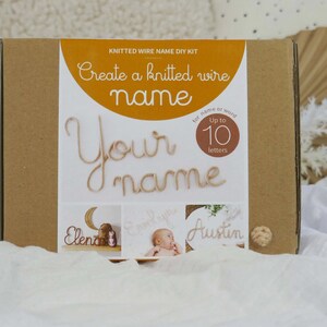 May include: A DIY kit for creating a knitted wire name. The box features the words "Create a knitted wire name" and sample names. The kit allows for a name or word of up to 10 letters to be created.