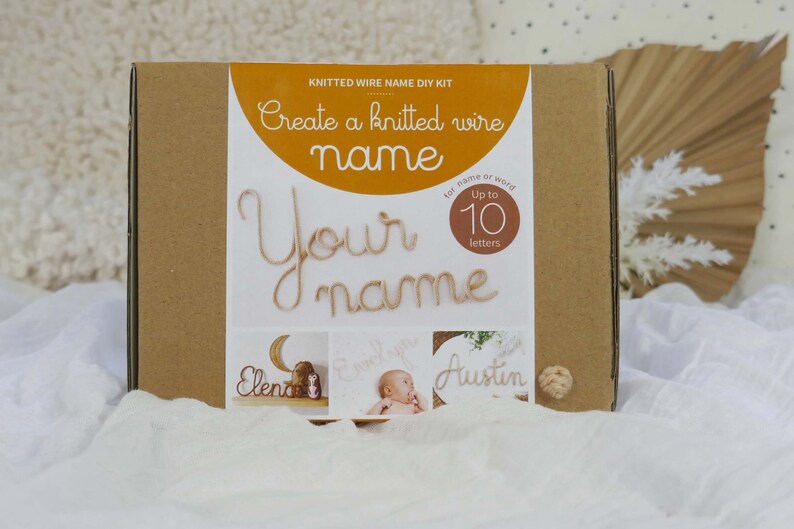 May include: A DIY kit for creating a knitted wire name. The box features the words "Create a knitted wire name" and sample names. The kit allows for a name or word of up to 10 letters to be created.